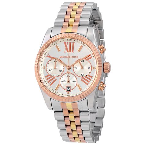 michael kors tri tone watches|Michael Kors chronograph ladies watch.